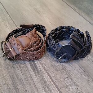 Set of 2 fully-adjustable woven belts